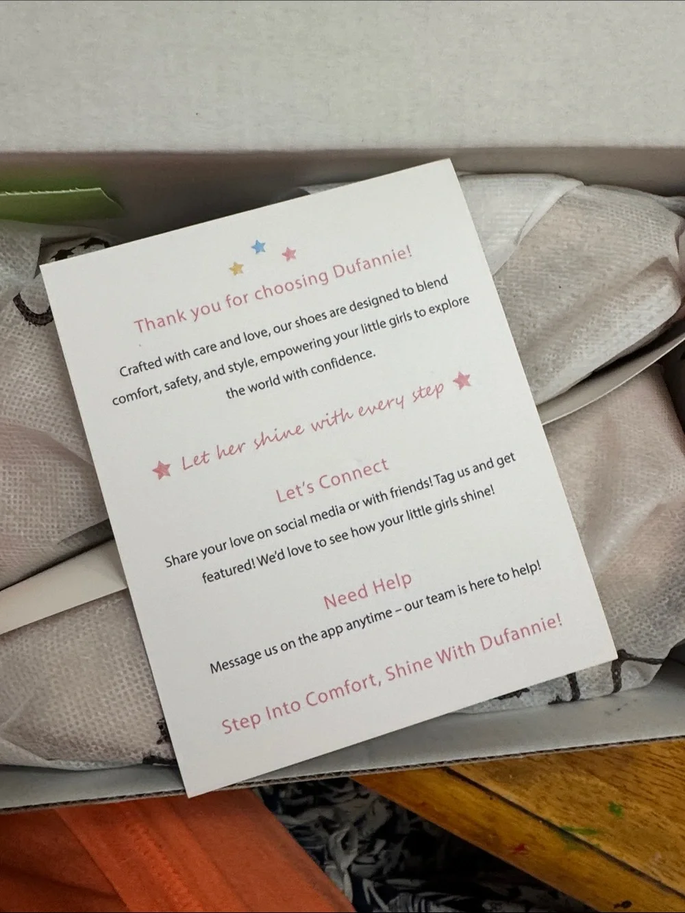 Annie Pink and White Shoe Gift Note